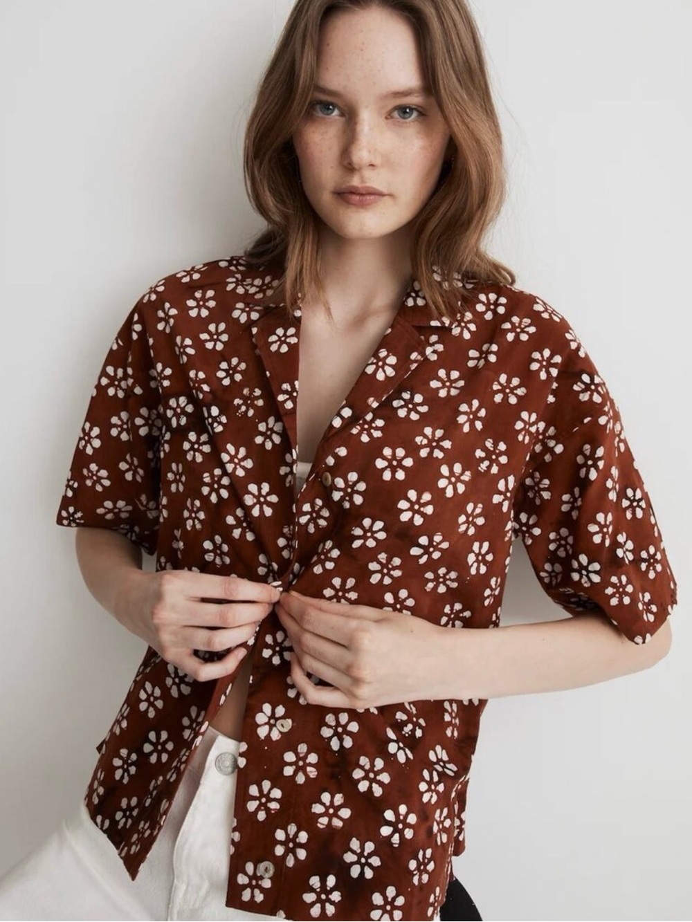 Madewell Bubble Printed Button Up Camp Shirt
